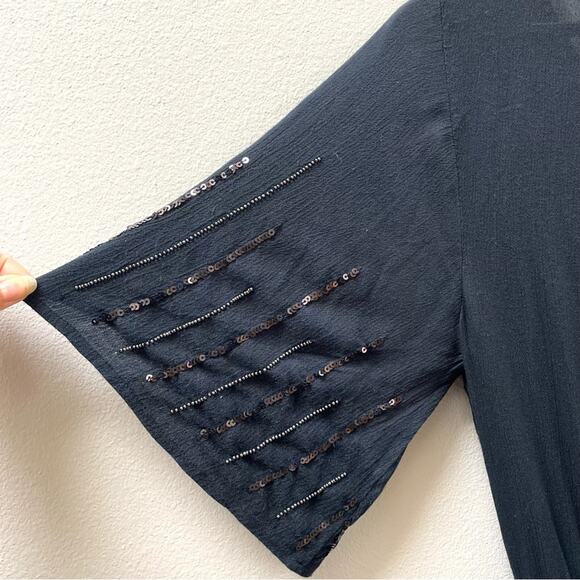 Abercrombie + Fitch Navy Blue Beaded Sequin Short Sleeve Romper, Women's Size XS - Picture 5 of 8